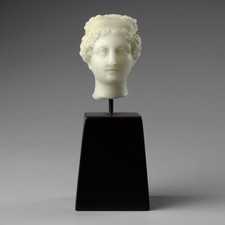 Antica statua in alabastro intagliato Grand Tour XIX secolo ritratto testa busto Hebe