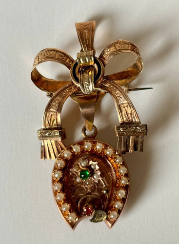 Spilla oro ciondolo fiocco - spilla,