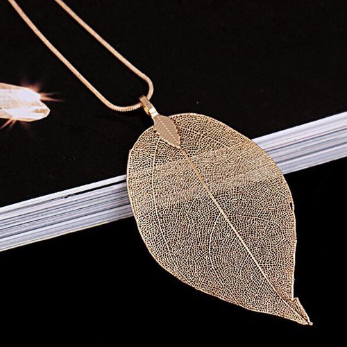 Collana foglia ciondolo oro - collana,