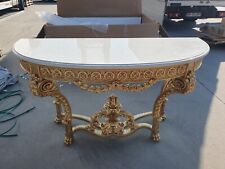 Consolle FOGLIA ORO Luigi XVI per salone piano in travertino