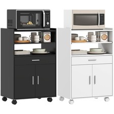 HOMCOM Mobile Microonde con Cassetto, Armadietto e 2 Ripiani