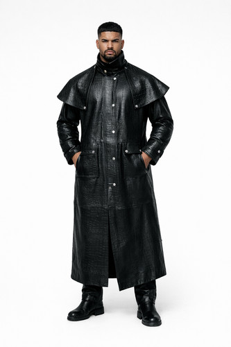 Trench coat uomo nero pelle - trench,