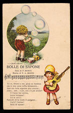 AURELIO BERTIGLIA CARTOLINA CANZONI BOLLE DI SAPONE VG 1925 - BIMBI BIMBO BIMBA
