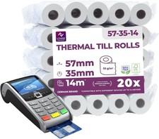Rotoli Pos 57mm x 14m x 12mm - Rotolo di carta termica per ricevute bancomat