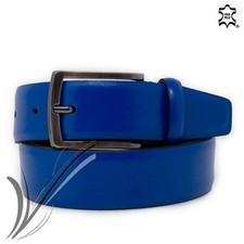 Cintura uomo blu elettrico in pelle lucida elegante cinta per abiti da cerimonia