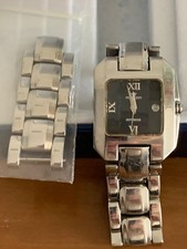 PRYNGEPS orologio donna solo tempo in acciaio quadrante nero quadrato