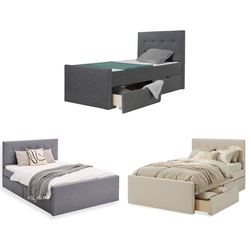 Letto imbottito tessuto - , con