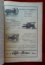 PUBBLICITÀ MOTORI ALFA ROMEO, DEL 1932 E UTENSILI NELLA LAVORAZIONE MECCANICA