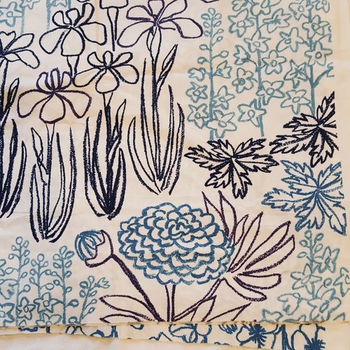 Tessuto floreale astratto - , blu