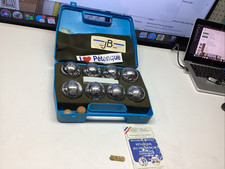 38 Petanque 8 sfere cromate acciaio vintage 1967? Set Palline Bocce Custodia Blu Gioco