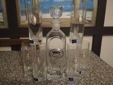 Bottiglia e 6 Bicchieri liquore Cristallo e Argento 925