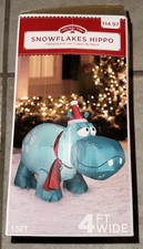 Holiday Time Snowflakes Hippo