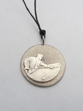 Biliardo : Ciondolo con Giocatore di Bigliardo in Argento 925 - Pendente -Stecca