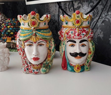 Ceramica di Caltagirone Teste di Moro Normanne 25 cm