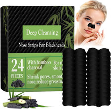 24 Pezzi Cerotti Punti Neri,Strisce Strisce Punti Neri Naso Carbone Di Bambù per