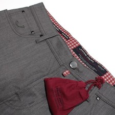 Pantaloni Jacob Cohen nuovi con etichette taglio jeans 5 tasche taglia 35 US misto lana grigio tinta unita