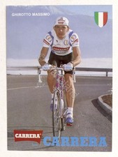 Ciclismo Cartolina pubblicitaria Biciclette Carrera - Massimo Ghirotto 1988 ca.