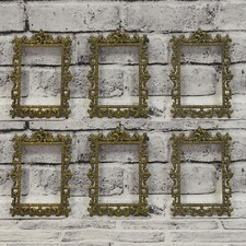 Set di sei antica cornice traforata in metallo 11,5x8,5 cm interne