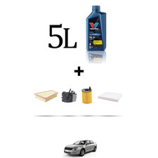 HOFFCAR Kit tagliando 4 FILTRI e 5L OLIO per Ford Fusion 1.6 Tdci 66kw dal 2004