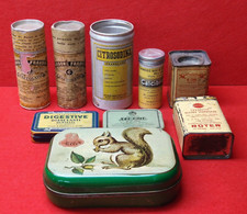 LOTTO SCATOLE LATTA VINTAGE FARMACEUTICHE CARAMELLE MEDICINE EPOCA MODERNARIATO