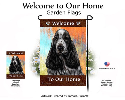 Welcome garden flag - flag, blue