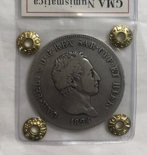 5 LIRE 1824 T CARLO FELICE RARA PERIZIATA 