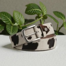 Cintura in pelle stampa mucca