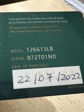 Rolex Garanzia Card Guarranty