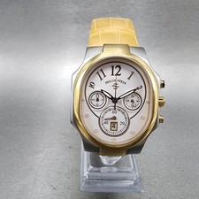 Orologio Cronografo Philip Stein Firmato Donna 32mm Quadrante Bianco Bicolore Nuovo Batt