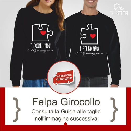 Felpe coppia puzzle cuore i - felpe,