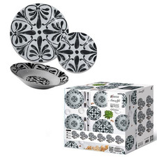 AMALFI SERVIZIO DI PIATTI IN PORCELLANA IN SET DA 18 PEZZI COLORE NERO