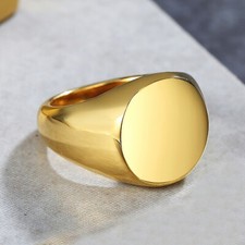 Anello uomo donna sigillo oro liscio acciaio inox fascia tonda matrimonio gioielli regalo