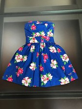 HOLLISTER ABITO SENZA SPALLINE RAGAZZA/WOMAN BLU CON FIORI TAGLIA S
