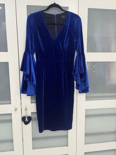 Abito donna blu velluto manica