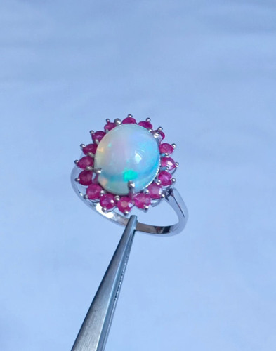 Anello aureola opale - di, fuoco