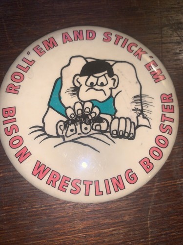 Vintage bison wrestling - bison,