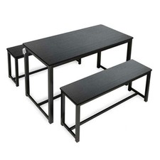 SET TAVOLO CON 2 PANCHE IN LEGNO120X60X74 CM NERO