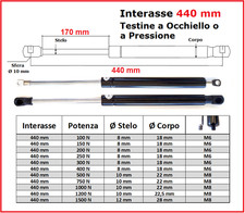 PISTONE a GAS Interasse 440 mm Fissaggio Occhiello Ø 8,2 o Pressione