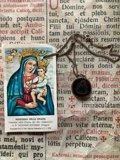 RARO ex voto argento sterling di Padre Pio: Madonna delle Grazie - pietra dura!!!