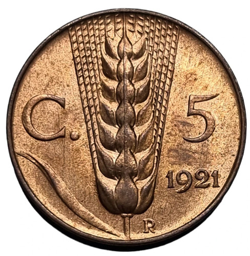 Moneta 1921 italia regno - regno, 5