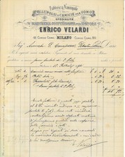Fattura int. ENRICO VELARDI Camicie per Uomo. Biancheria signora. Milano 1894