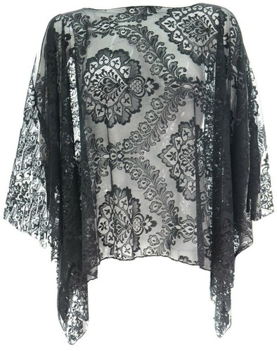 Poncho top sexy nero pizzo - top,