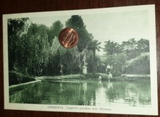 Cartolina d'epoca paesagg Italia Lombardia Milano Corbetta Laghetto giardino