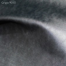 Tessuto Ecopelle Semi Lucida Rigata 1/2 metro Pelle Tappezzeria Grigio Divano 