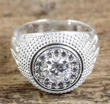 Anello Uomo 1,43 Ct Diamante Bianco Solitario Taglio Tondo Certificato...