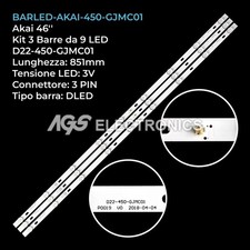 KIT 3 BARRE STRIP 9 LED TV AKAI SSC-YD22-450-GJMC01 AKTV4620SMART