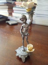 Statuetta Metallo E Porcellana Capodimonte Fiori