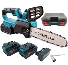 Motosega Sega 12" pollici a DOPPIA BATTERIA Serbatoio Olio Automatico Tagliarami