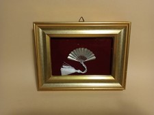 VENTAGLIO ARGENTO 800 incorniciato  QUADRO Mappa Bianca VINTAGE
