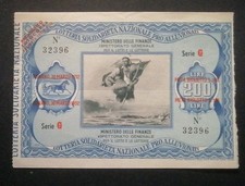 Biglietto Lotteria SOLIDARIETA' NAZIONALE 1952